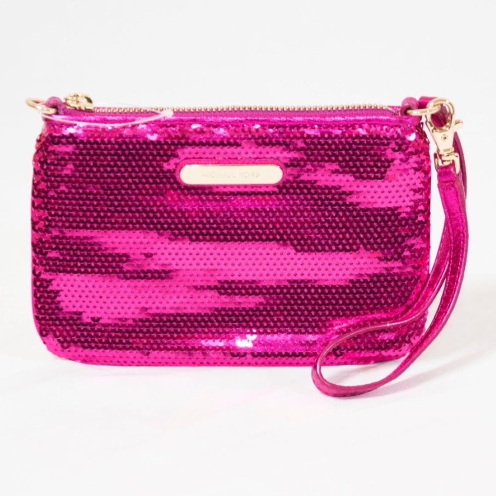MICHAEL KORS Sequined Wristlet Pink